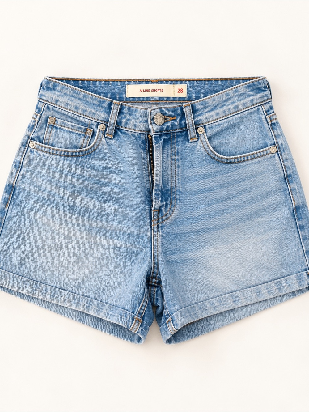 Levi's Light Blue High-Rise A-Line Denim Shorts